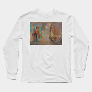 Woman in a Gothic Arcade by Odilon Redon Long Sleeve T-Shirt